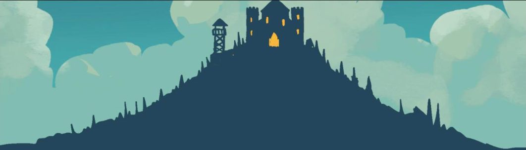 DreadHaven loading screen: a castle on a dark hill under a teal sky